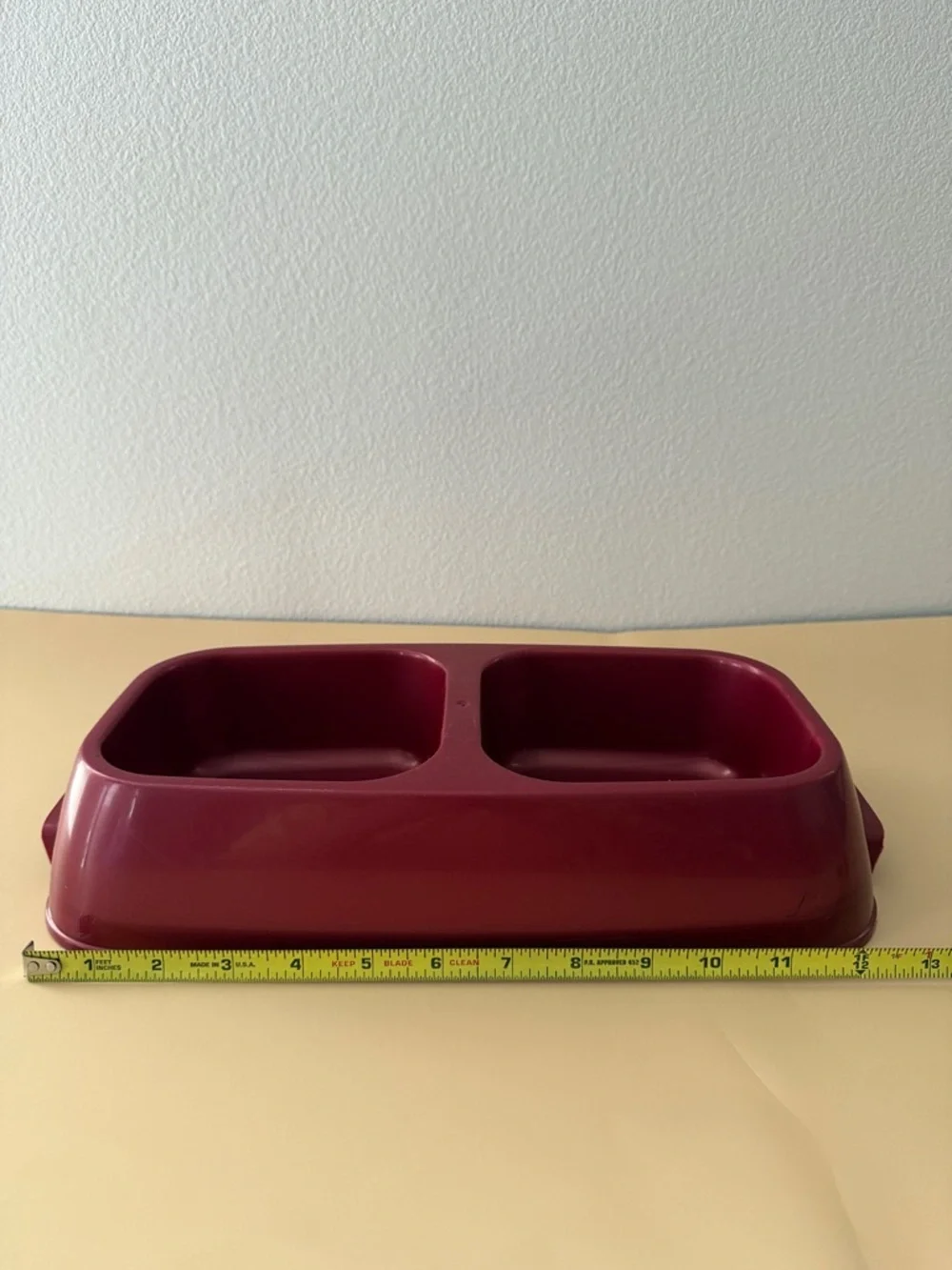 Double Feeding Bowl - Burgundy Plastic Pet Dishes